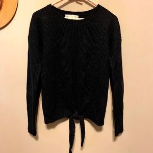 Pink republic tie knot front cable knit black swea